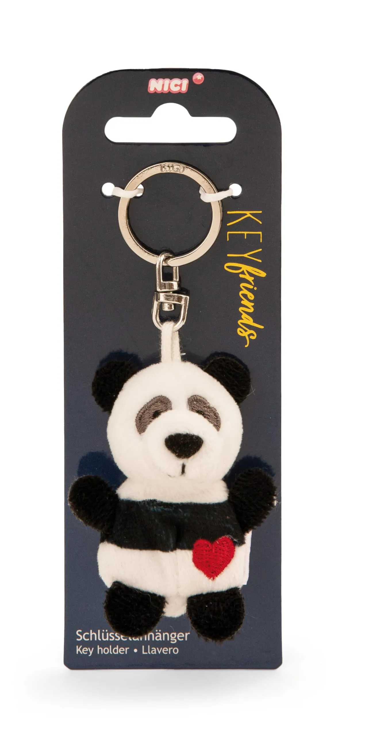 Portachiavi panda con cuore 5cm - bianco - Un compagno fedele per zaino o borsa, portachiavi per tutte le età | 62079 - immagine 3
