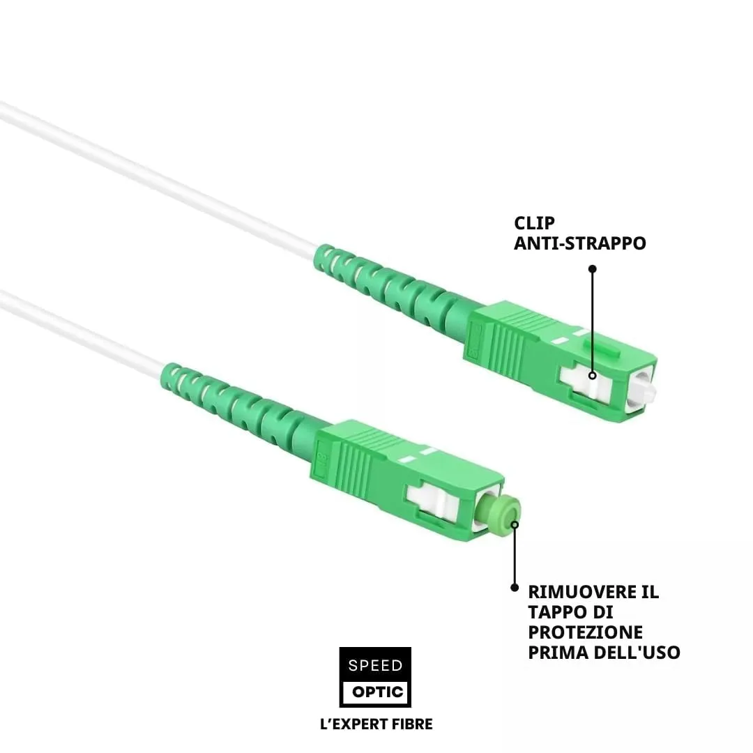 Cavo Fibra Ottica 30 m SC/APC a SC/APC, Prolunga TIM Vodafone Fastweb - immagine 4
