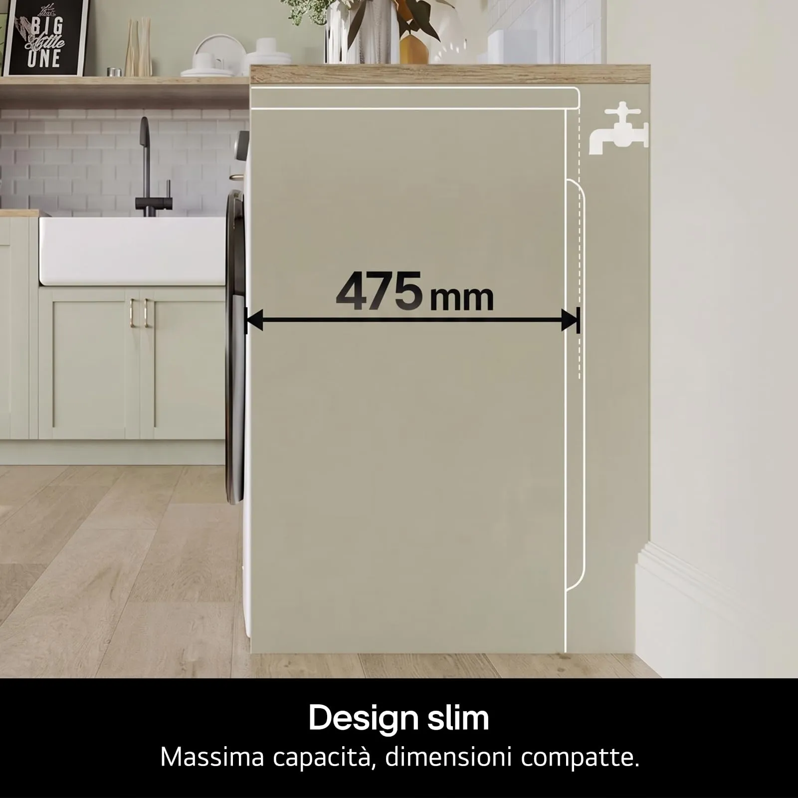LG F4NA10S8NWK Lavatrice Slim 8 kg Serie A1, Classe A, 1400 Giri, Vapore - immagine 5