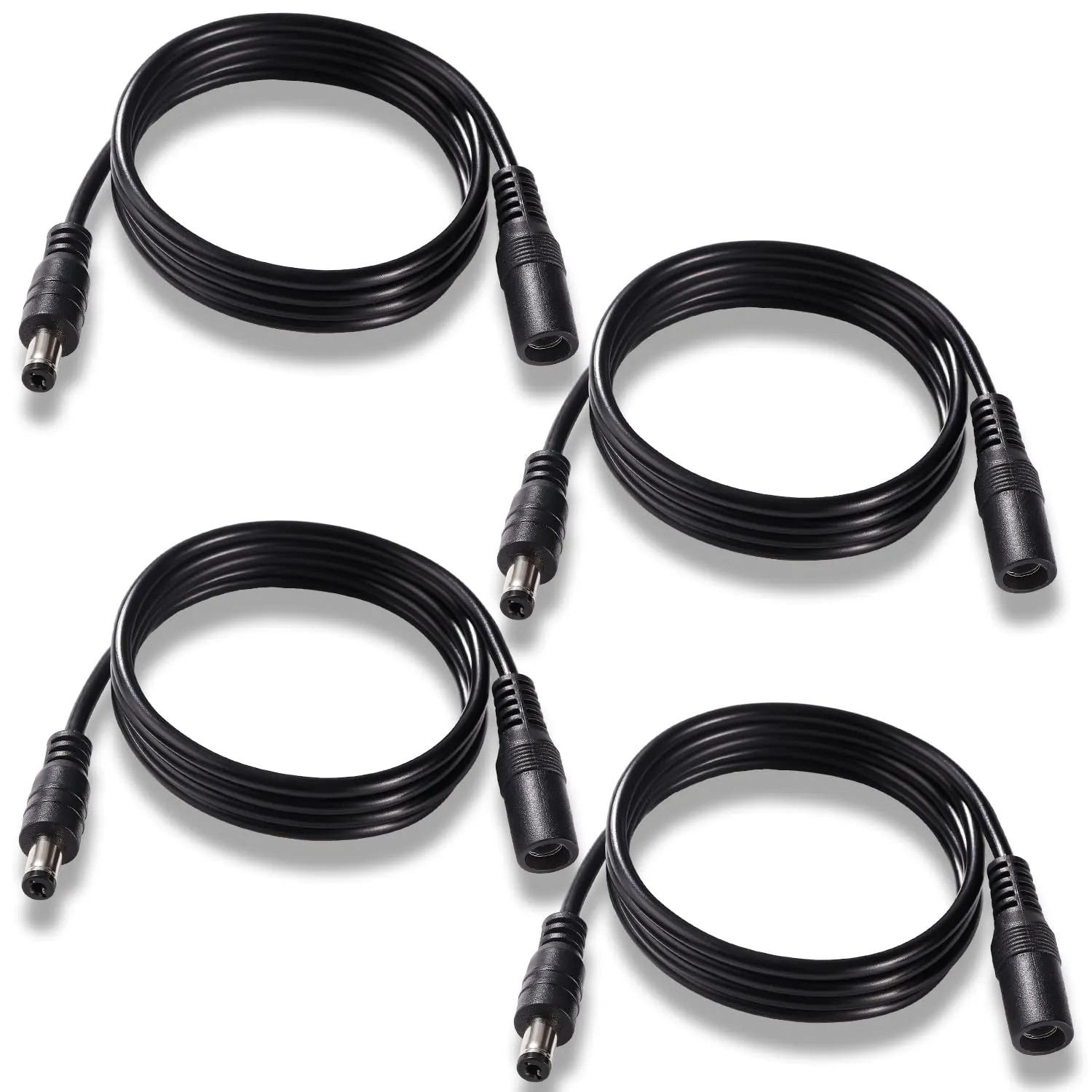 KUOQIY 4 Pezzi 1m 5.5x2.1 mm 24V 12V Cavi di Prolunga per Alimentazione DC, DC Cavo Estensione Maschio a Femmina 22AWG, per Telecamera Sicurezza CCTV, DVR, Nero - immagine 1