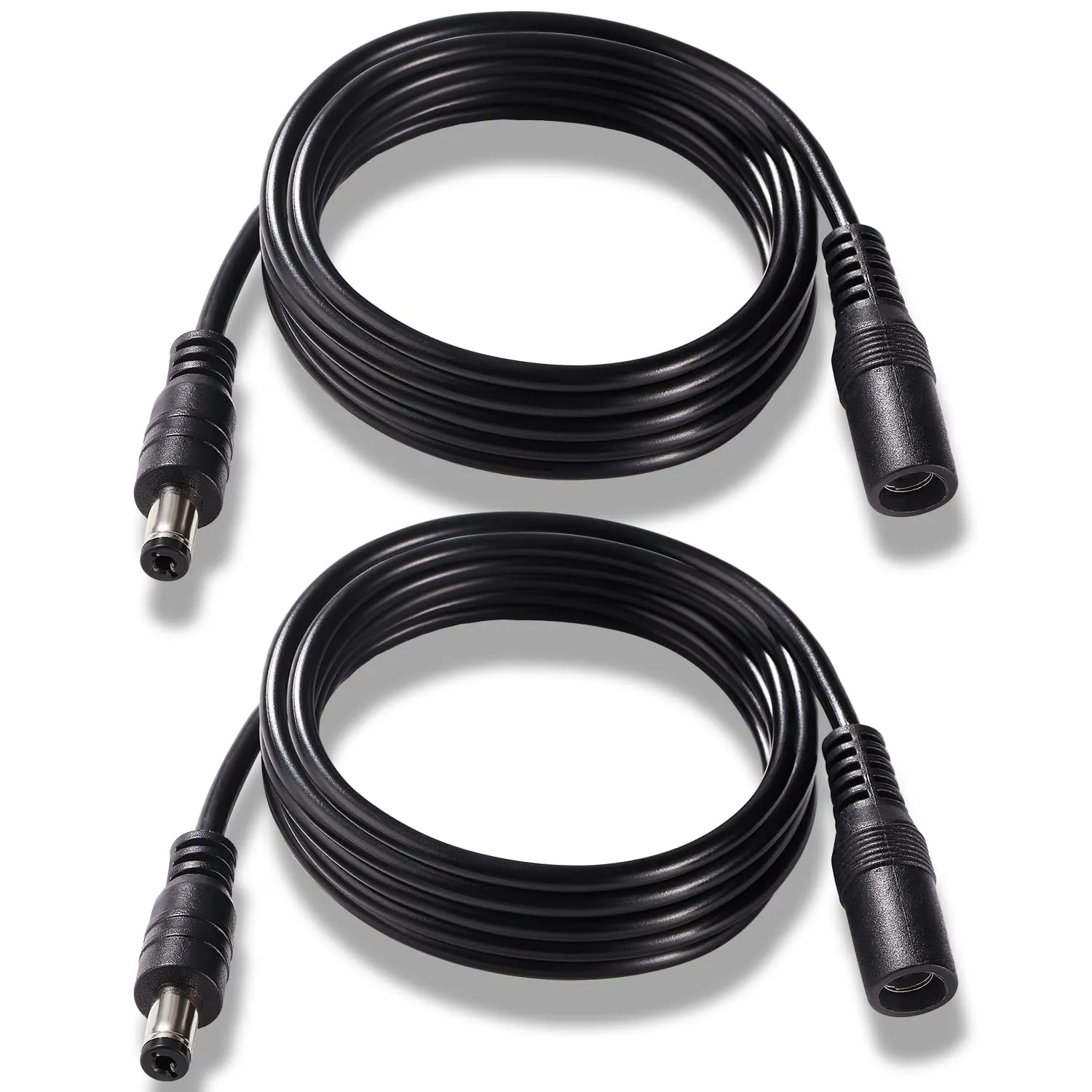 KUOQIY 2 Pezzi 2m 5.5x2.1 mm 24V 12V Cavi di Prolunga per Alimentazione DC, DC Cavo Estensione Maschio a Femmina 22AWG, per Telecamera Sicurezza CCTV, DVR, Nero - immagine 1