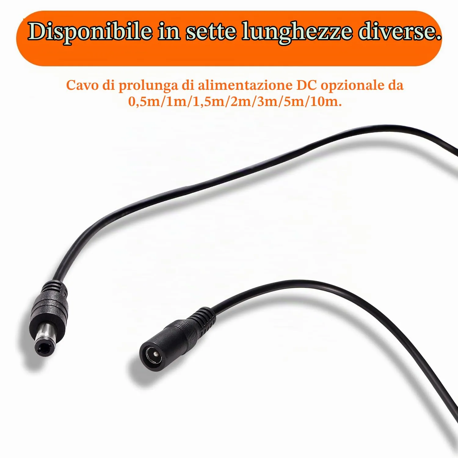 KUOQIY 2 Pezzi 2m 5.5x2.1 mm 24V 12V Cavi di Prolunga per Alimentazione DC, DC Cavo Estensione Maschio a Femmina 22AWG, per Telecamera Sicurezza CCTV, DVR, Nero - immagine 6