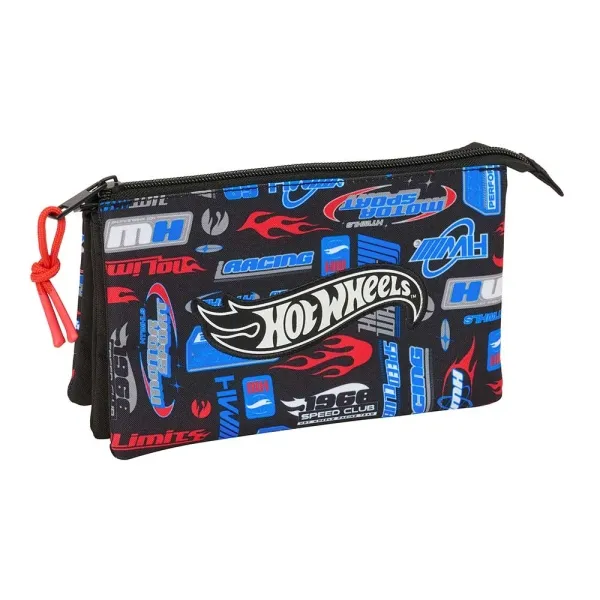 Astuccio Safta Hot Wheels - 3 scomparti con cerniera - Tasca interna - 06 l - 220x30x120 mm - Blu - immagine 1