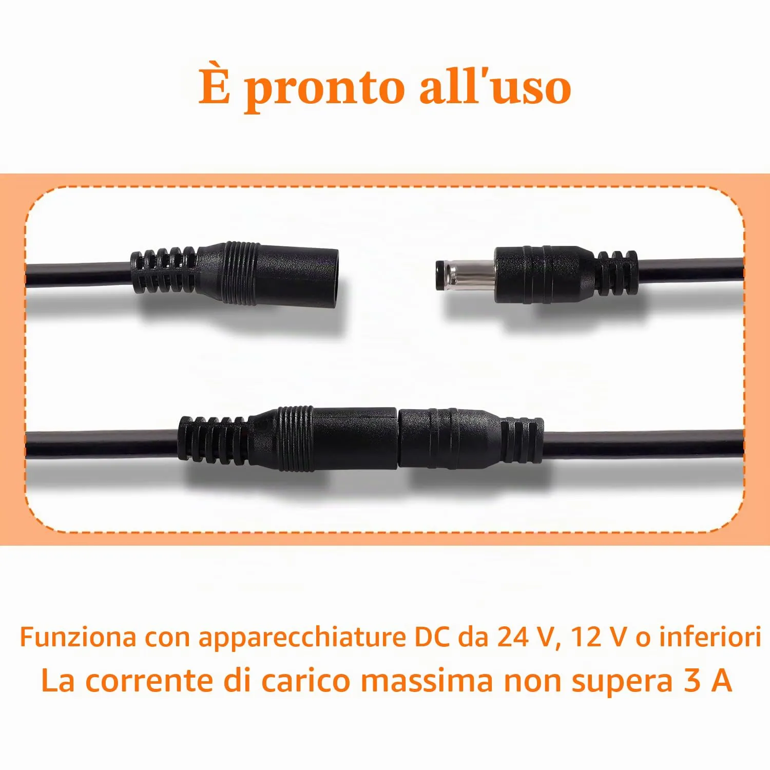KUOQIY 10m 5.5x2.1 mm 24V 12V Cavi di Prolunga per Alimentazione DC, DC Cavo Estensione Maschio a Femmina 22AWG, per Telecamera Sicurezza CCTV, DVR, Nero - immagine 5