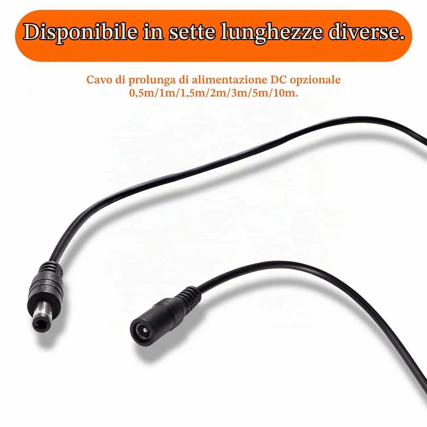 KUOQIY 10m 5.5x2.1 mm 24V 12V Cavi di Prolunga per Alimentazione DC, DC Cavo Estensione Maschio a Femmina 22AWG, per Telecamera Sicurezza CCTV, DVR, Nero - immagine 6