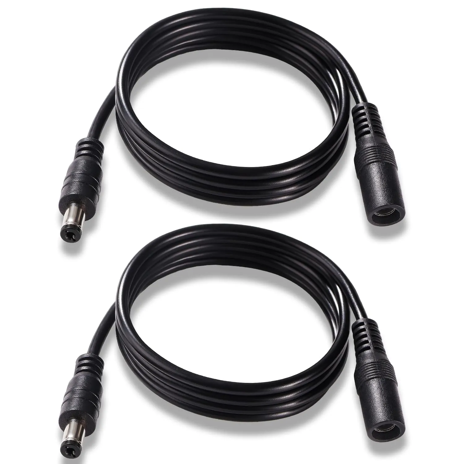 KUOQIY 2 Pezzi 1m 5.5x2.1 mm 24V 12V Cavi di Prolunga per Alimentazione DC, DC Cavo Estensione Maschio a Femmina 22AWG, per Telecamera Sicurezza CCTV, DVR, Nero - immagine 1