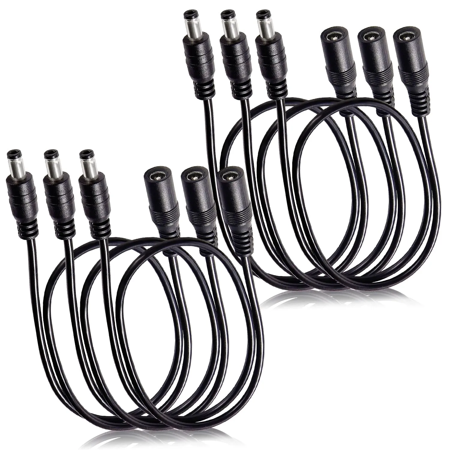 KUOQIY 6 Pezzi 0.5m 5.5x2.1 mm 24V 12V Cavi di Prolunga per Alimentazione DC, DC Cavo Estensione Maschio a Femmina 22AWG, per Telecamera Sicurezza CCTV, DVR, Nero - immagine 1