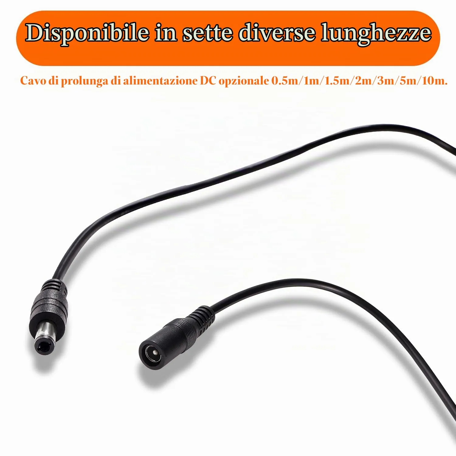 KUOQIY 3 Pezzi 0.5m 5.5x2.1 mm 24V 12V Cavi di Prolunga per Alimentazione DC, DC Cavo Estensione Maschio a Femmina 22AWG, per Telecamera Sicurezza CCTV, DVR, Nero - immagine 6