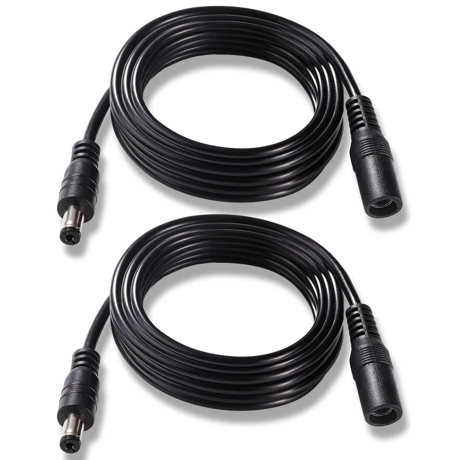 KUOQIY 2 Pezzi 3m 5.5x2.1 mm 24V 12V Cavi di Prolunga per Alimentazione DC, DC Cavo Estensione Maschio a Femmina 22AWG, per Telecamera Sicurezza CCTV, DVR, Nero - immagine 1