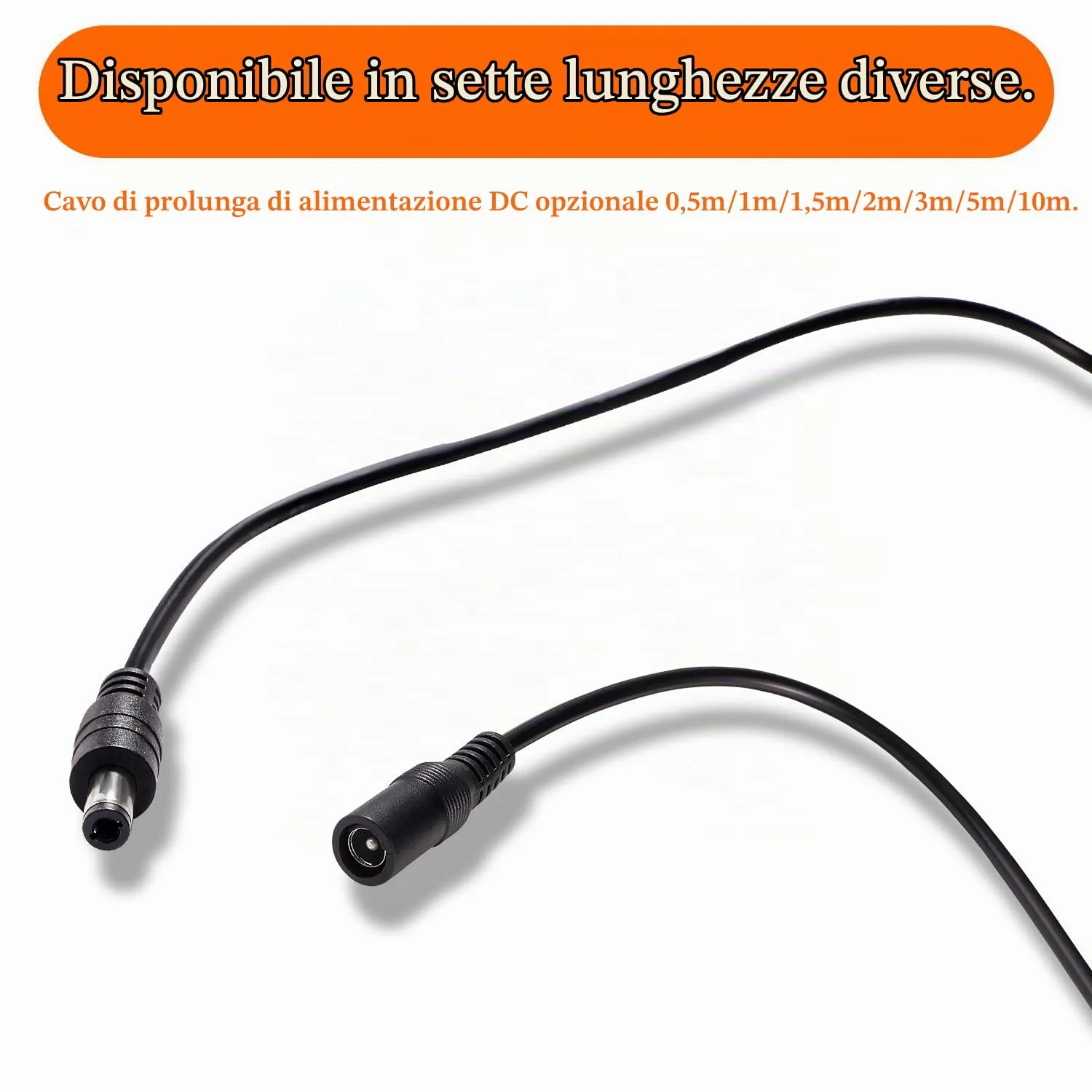 KUOQIY 2 Pezzi 3m 5.5x2.1 mm 24V 12V Cavi di Prolunga per Alimentazione DC, DC Cavo Estensione Maschio a Femmina 22AWG, per Telecamera Sicurezza CCTV, DVR, Nero - immagine 6