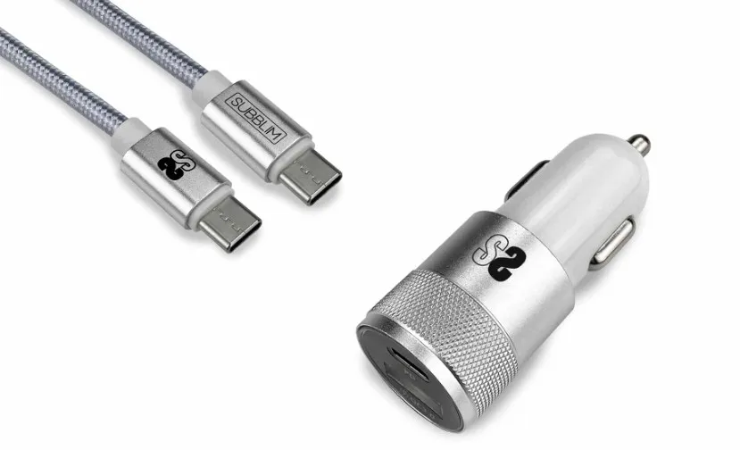 SUBBLIM SUBCHG-5CPD10 Caricabatterie per dispositivi mobili Smartphone Argento Accendisigari USB Ricarica rapida Auto - immagine 1