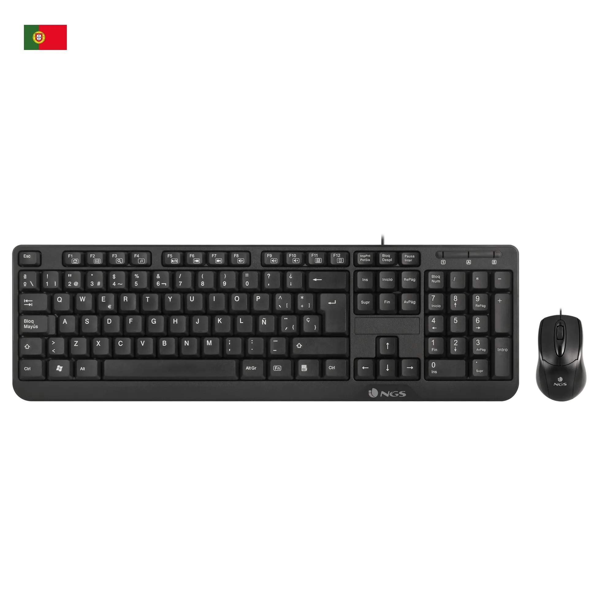 NGS Cocoa Kit QWERTY PT tastiera Mouse incluso USB Portoghese Nero - immagine 1