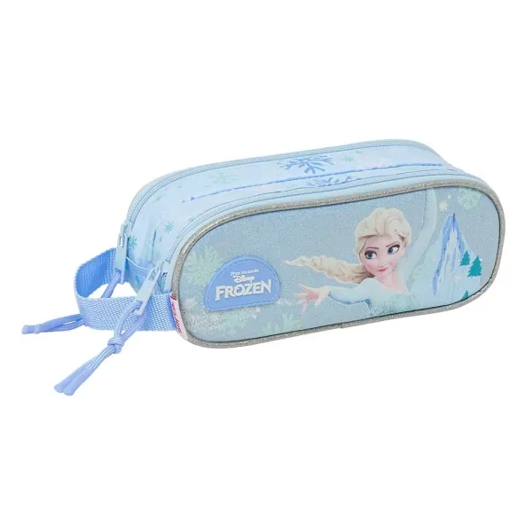 Astuccio Safta Frozen - 2 scomparti con cerniera - Maniglia laterale - Capacità 1 litro - 21x8x6 cm - Blu pastello - immagine 1