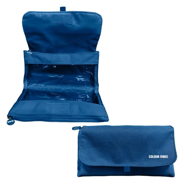 Astuccio doppio Dohe Vibes - Chiusura con patta e tasca interna - Cerniera - Finestre trasparenti - Poliestere - 22x11x6cm - Blu - immagine 1