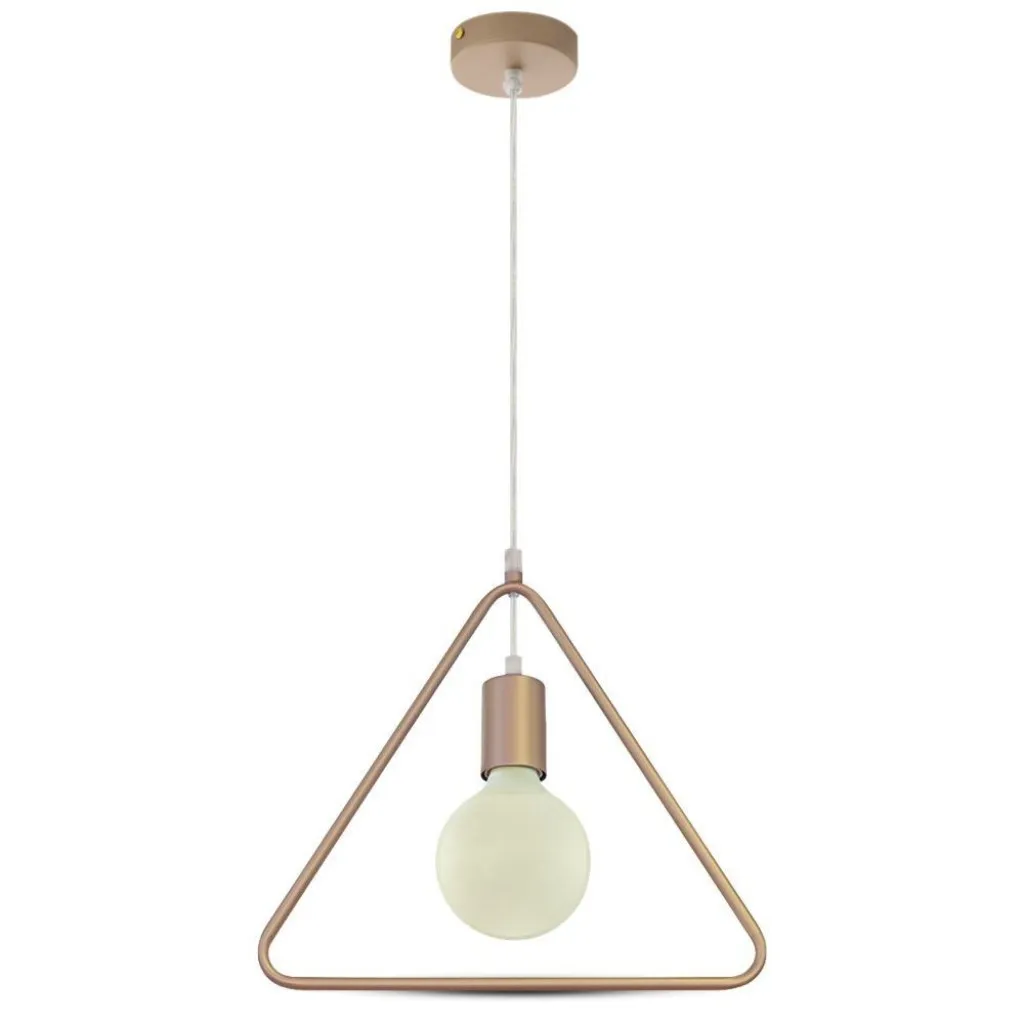 V-TAC Lampadario LED Triangolare in Metallo con Portalampada E27 (Max 60W) Colore Oro Champagne - immagine 1