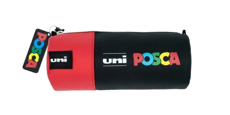 Custodia in tela Posca 85x195 cm - Ideale per pennarelli e materiale scolastico - Chiusura con cerniera - Colore Nero/Rosso - immagine 1