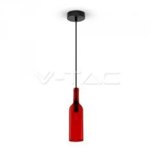 V-TAC VT-7558 Lampadario in vetro a forma di bottiglia con portalampada per lampadine E14 - Colore rosso - SKU 3769 - immagine 1