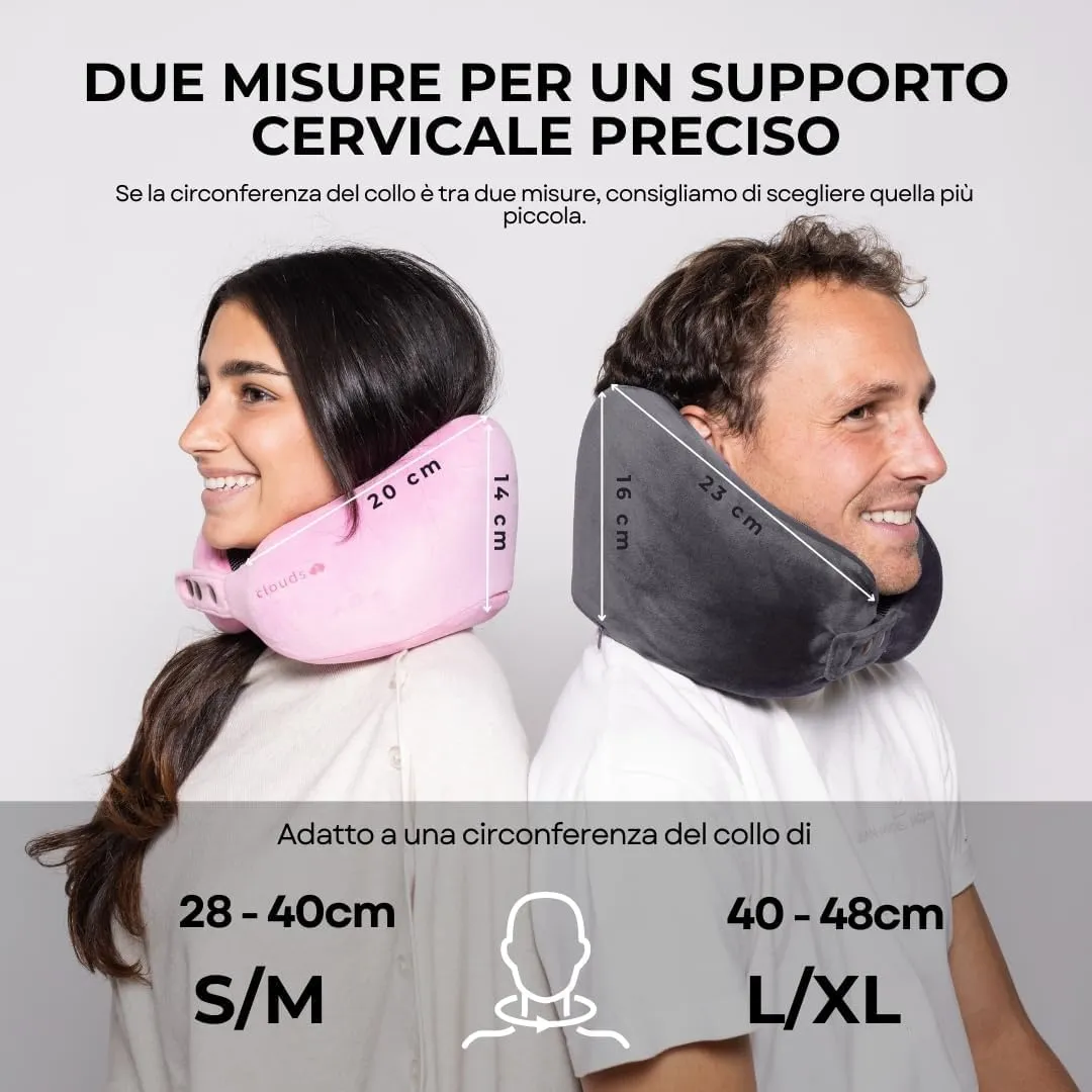CLOUDS Cuscino da Viaggio in Memory Foam, 2 Taglie, Verde Piccolo/Medio - immagine 2