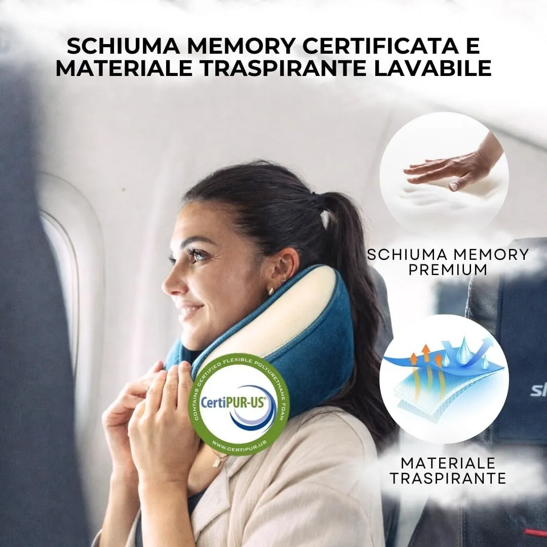 CLOUDS Cuscino da Viaggio in Memory Foam, 2 Taglie, Verde Piccolo/Medio - immagine 7