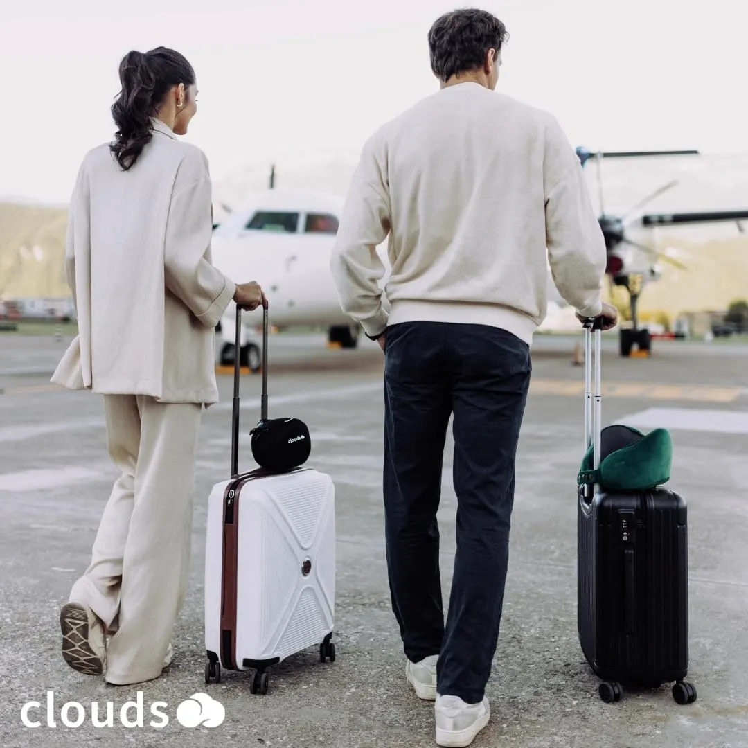 CLOUDS Cuscino da Viaggio in Memory Foam, 2 Taglie, Nero Piccolo/Medio - immagine 9