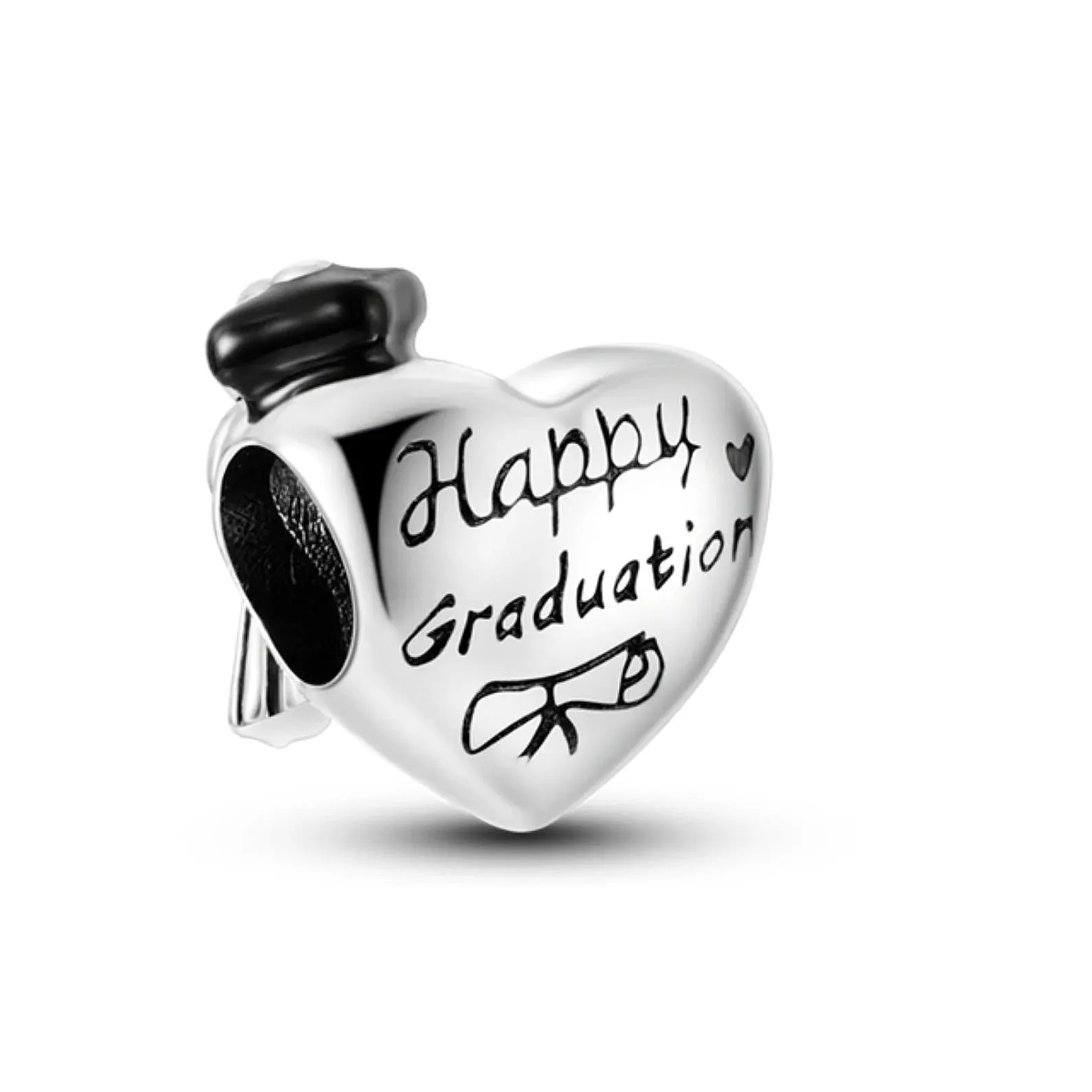 MariaFonte Charm Laurea Compatibile Tutte Marche Pendente Diploma Gufo Pergamena Cappello Libro Cuore Stella Compleanno Anniversario Ciondoli Originale Bead Argento - immagine 1