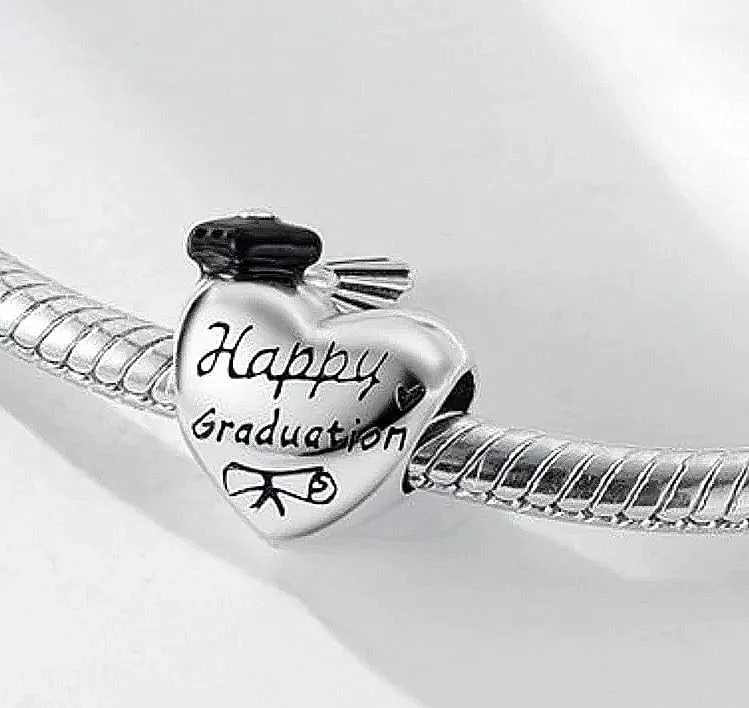 MariaFonte Charm Laurea Compatibile Tutte Marche Pendente Diploma Gufo Pergamena Cappello Libro Cuore Stella Compleanno Anniversario Ciondoli Originale Bead Argento - immagine 8