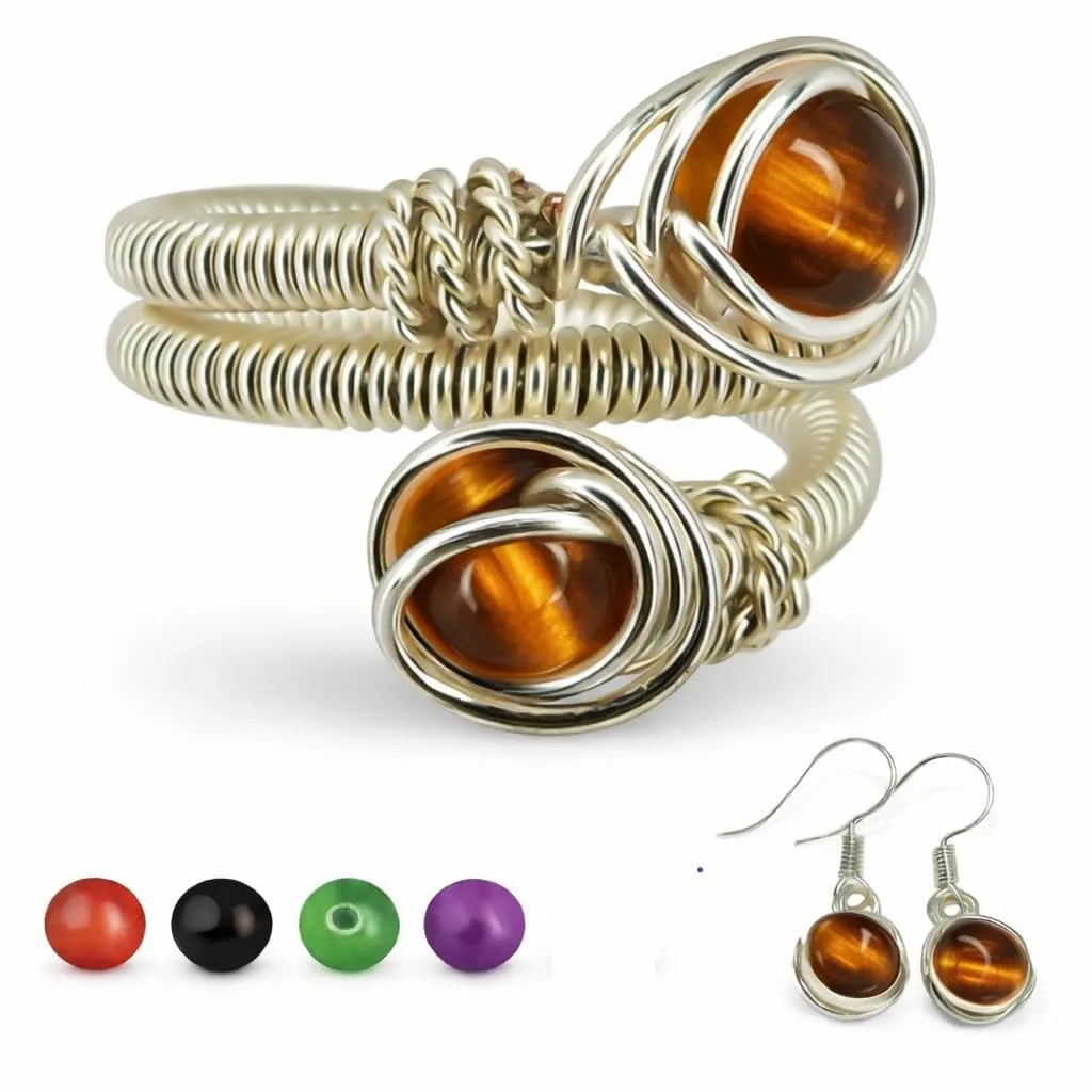Generico Anello Donna Agata Naturale Regolabile – Anelli in Pietra Portafortuna Protezione Energia Positiva – Idea Regalo Donna con Orecchini – Fatto a Mano in Italia - immagine 1