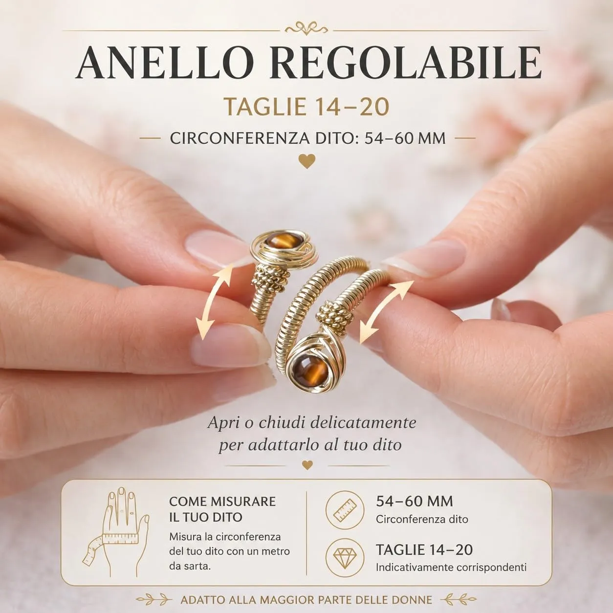Generico Anello Donna Agata Naturale Regolabile – Anelli in Pietra Portafortuna Protezione Energia Positiva – Idea Regalo Donna con Orecchini – Fatto a Mano in Italia - immagine 4