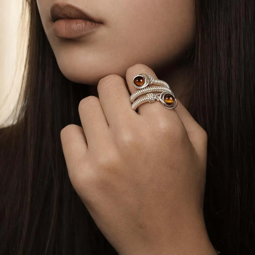 Generico Anello Donna Agata Naturale Regolabile – Anelli in Pietra Portafortuna Protezione Energia Positiva – Idea Regalo Donna con Orecchini – Fatto a Mano in Italia - immagine 5