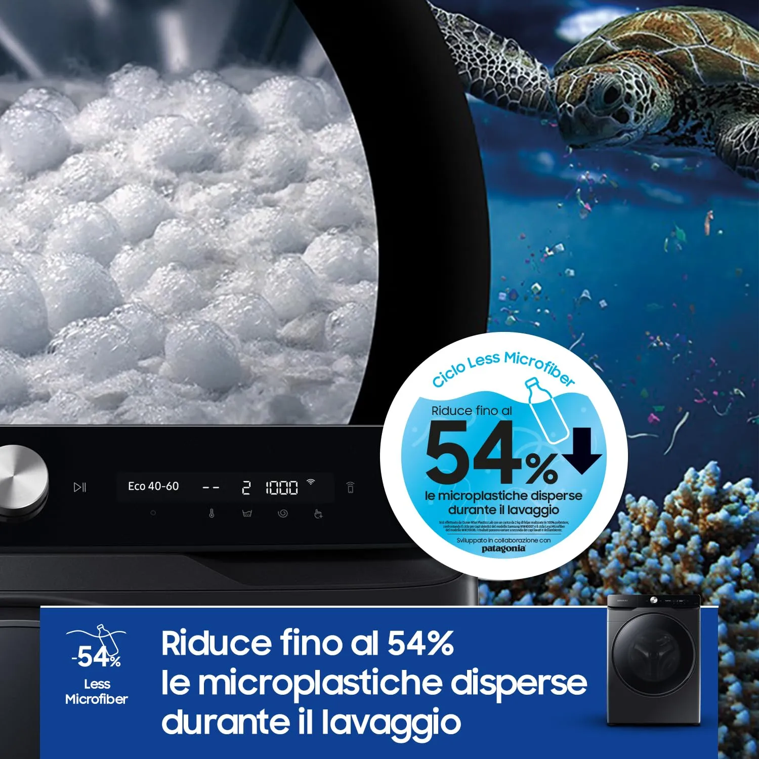Samsung Lavatrice AI Control WF20DG8650BV/U3 Libera installazione, 20 Kg, Wifi, Ecobubble, AI Wash, Vapore Igienizzante, Carica Frontale, Corpo: Bianco, Oblò: Nero, 68,6l x 98,4h x 87,5p cm - immagine 6