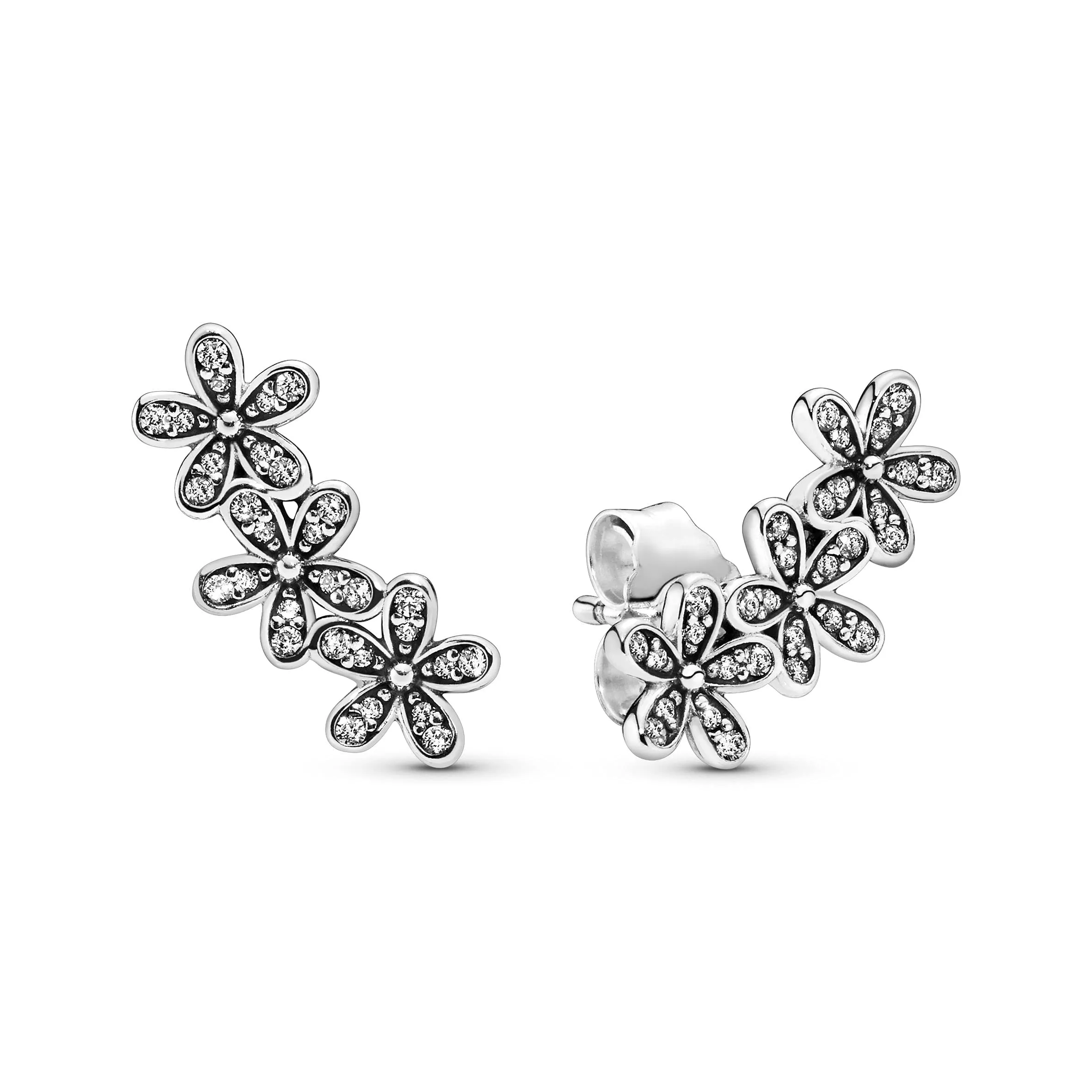 PANDORA Orecchini a bottone con margherita in argento con zirconi cubici trasparenti - immagine 1