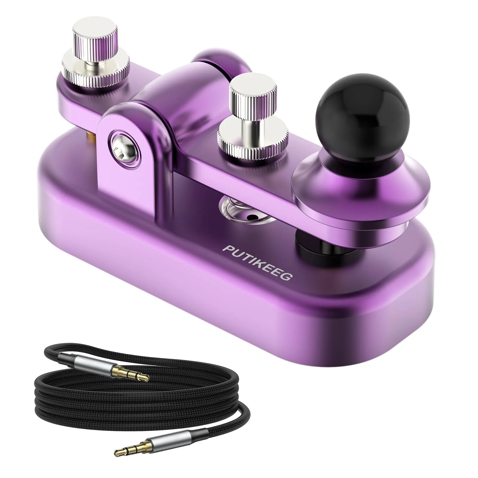 Mini chiave radio Morse CW HAM Send Telegram Double Paddle Morse Code Key con base corpo in lega di alluminio (viola) - immagine 1