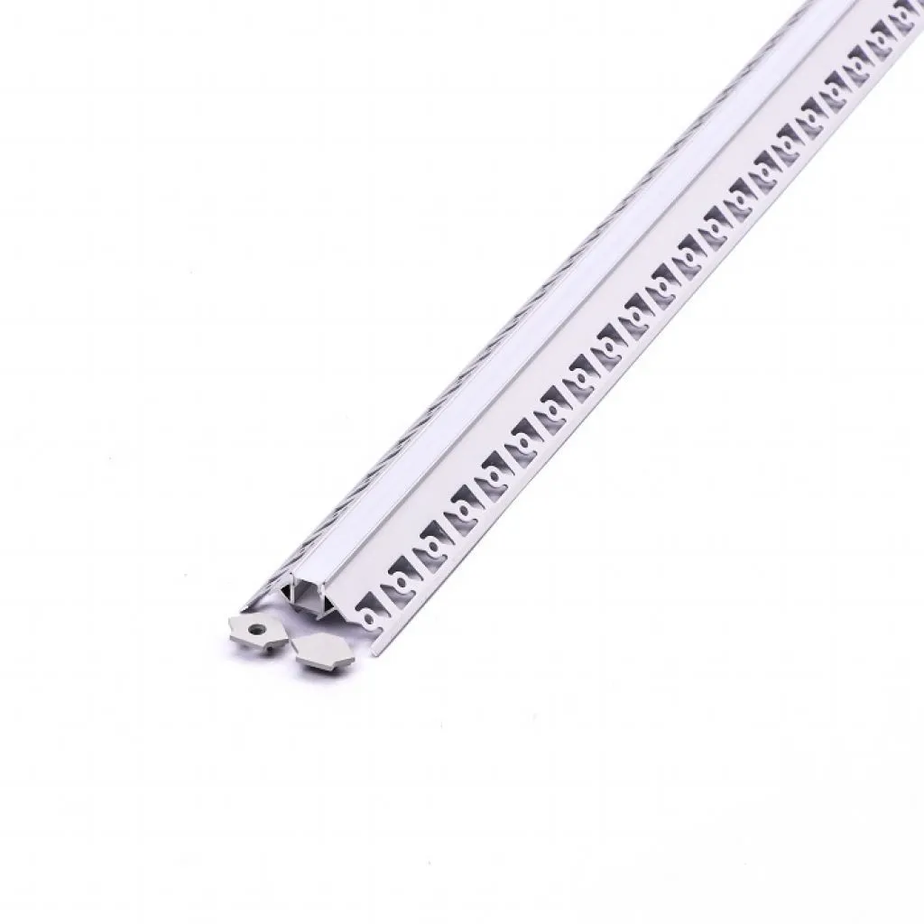 V-TAC Profilo in Alluminio Colore Silver per Strip LED ad Incasso per Cartongesso Angolare Esterna (Max l: 95mm) Copertura Satinata 2000 x 5012mm - immagine 1