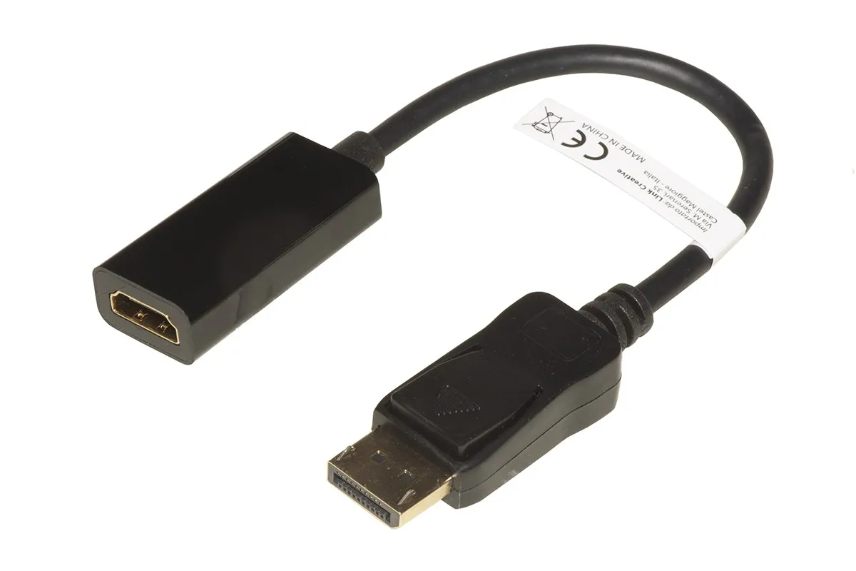 Adattatore Displayport 1.2 Maschio - Hdmi 1.4 Femmina Contatti Dorati 4K@30Hz Cm 20 - immagine 1