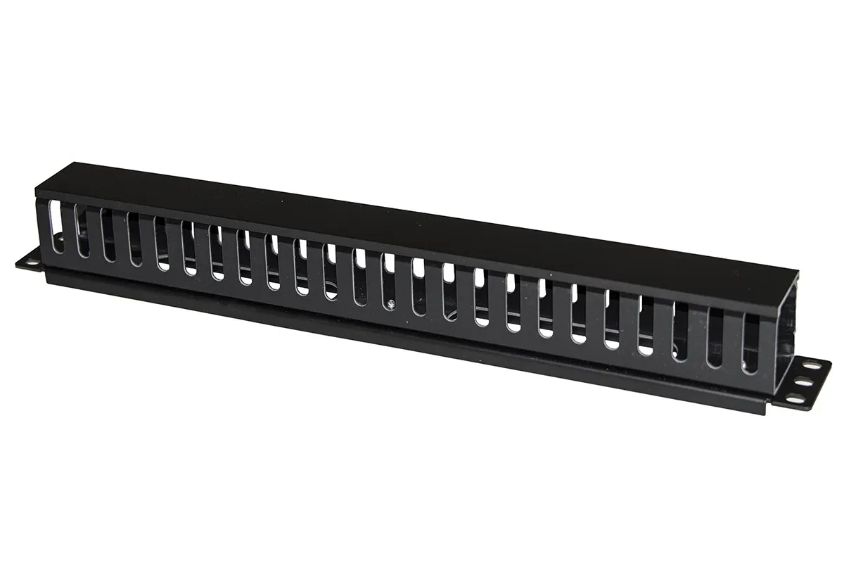 Pannello Passacavi 1 Unita' A Gabbia Per Rack Con Coperchio Scorrevole 25 Slot Colore Nero - immagine 1