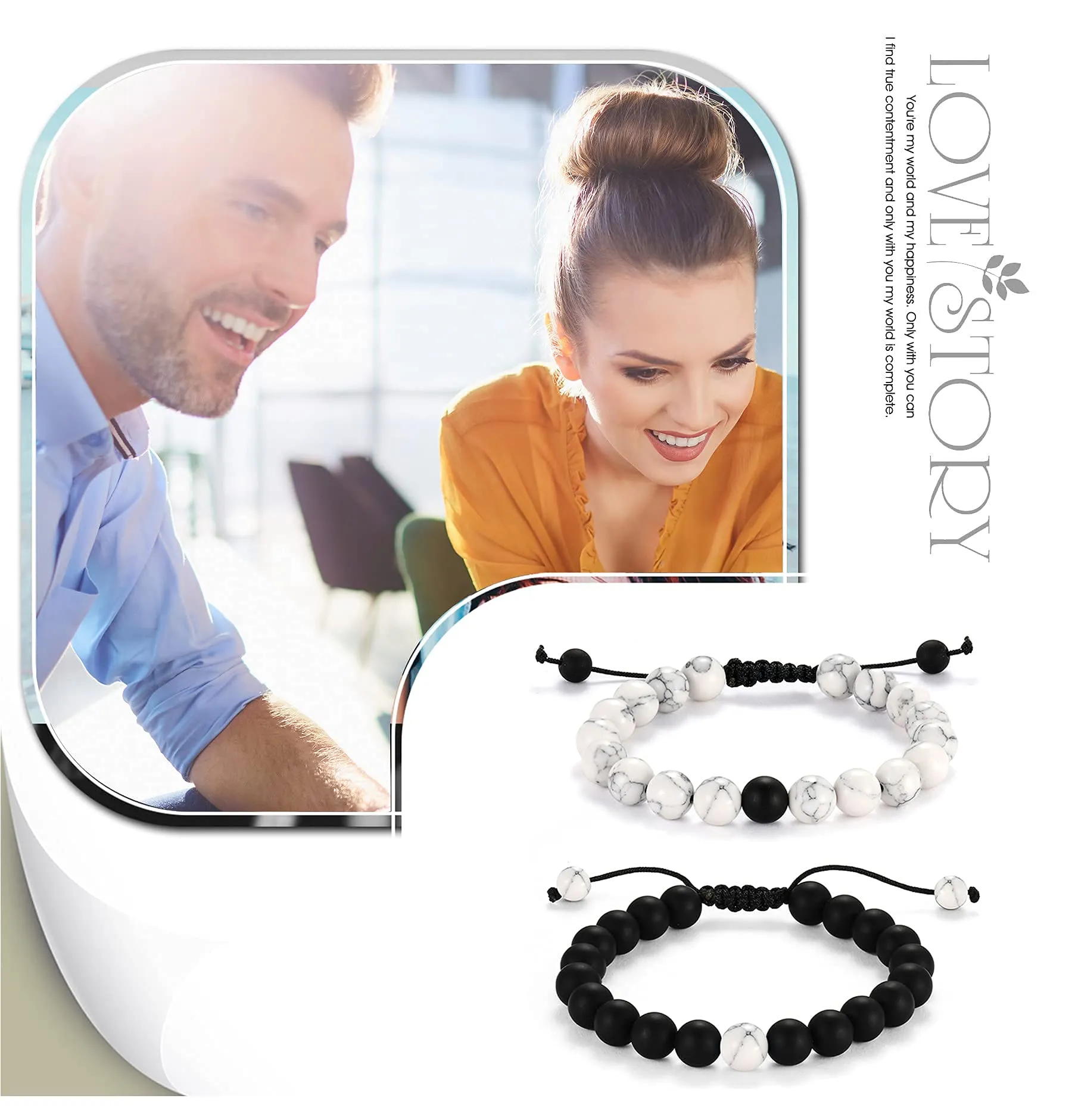 Flongo Set Bracciale Collana per Coppia Lui&Lei, Regalo San Valentino/Natale - immagine 6