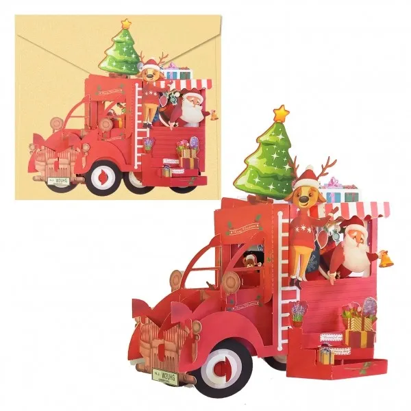 Biglietto di auguri natalizio 3D Dohe Truck con busta - Dimensioni 145x11 cm - Stampato a colori - immagine 1