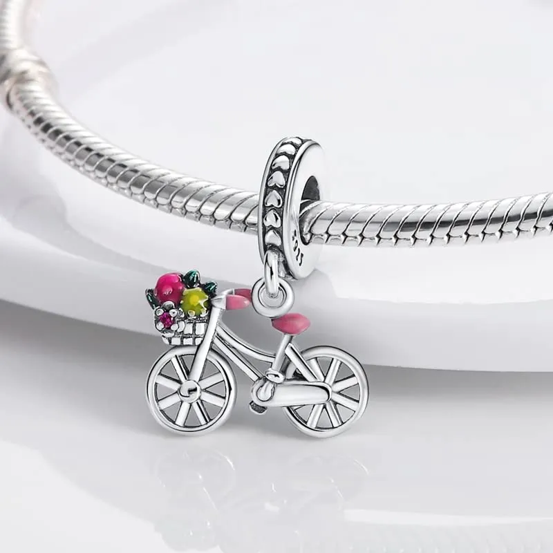 CYCUFF Sterling Silver Charms 925 per Bracciale Europeo, Collane Pendente Perline Gioielli Regalo per Le Donne Amici di Famiglia (Charm Bicycle) - immagine 3