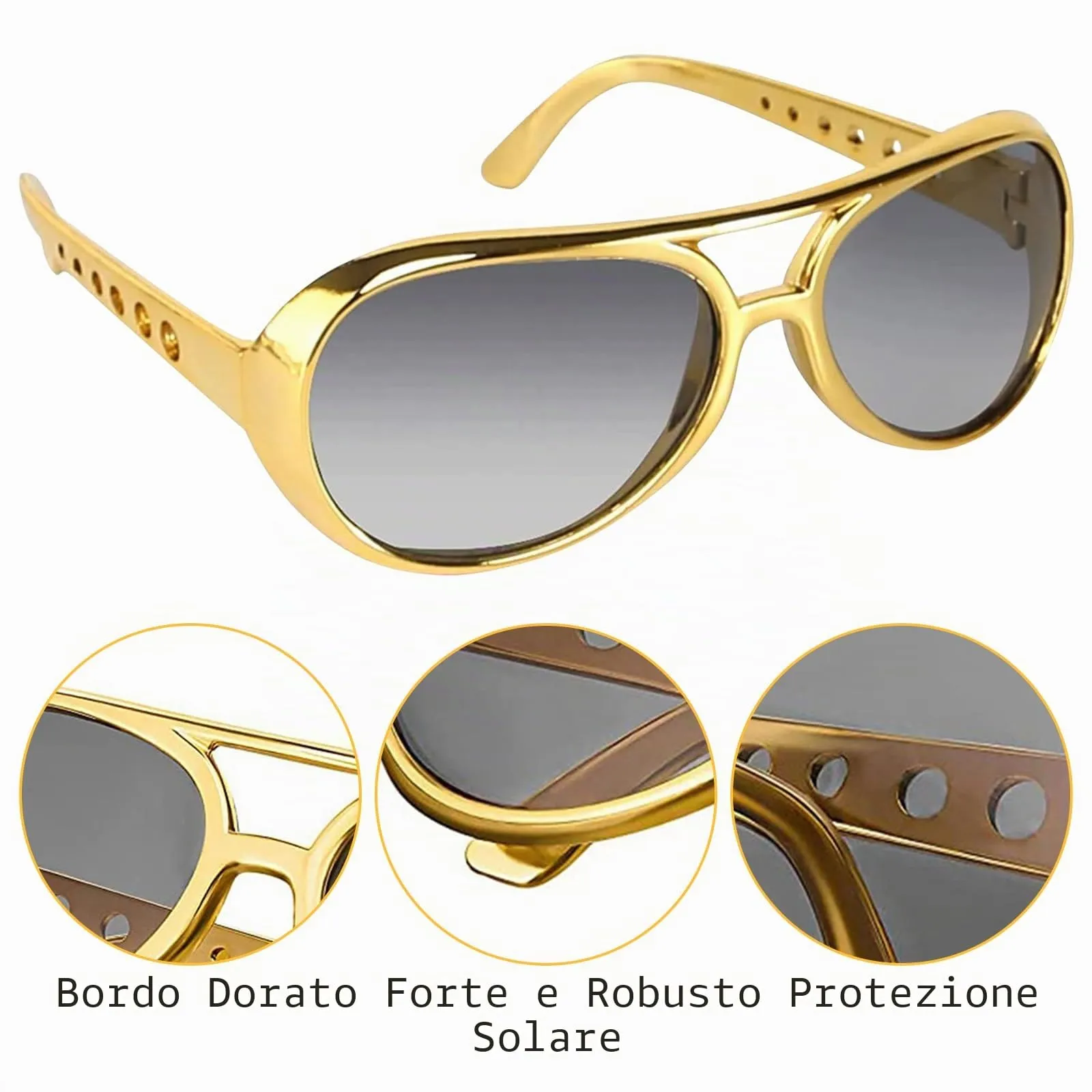 Zkaoai Set di 4 pezzi di catene di dollari, set di catene d'oro con collane di segni di dollari, set di costumi hip hop, set di accessori per costumi hip hop, costumi e accessori anni '80 e '90 - immagine 3