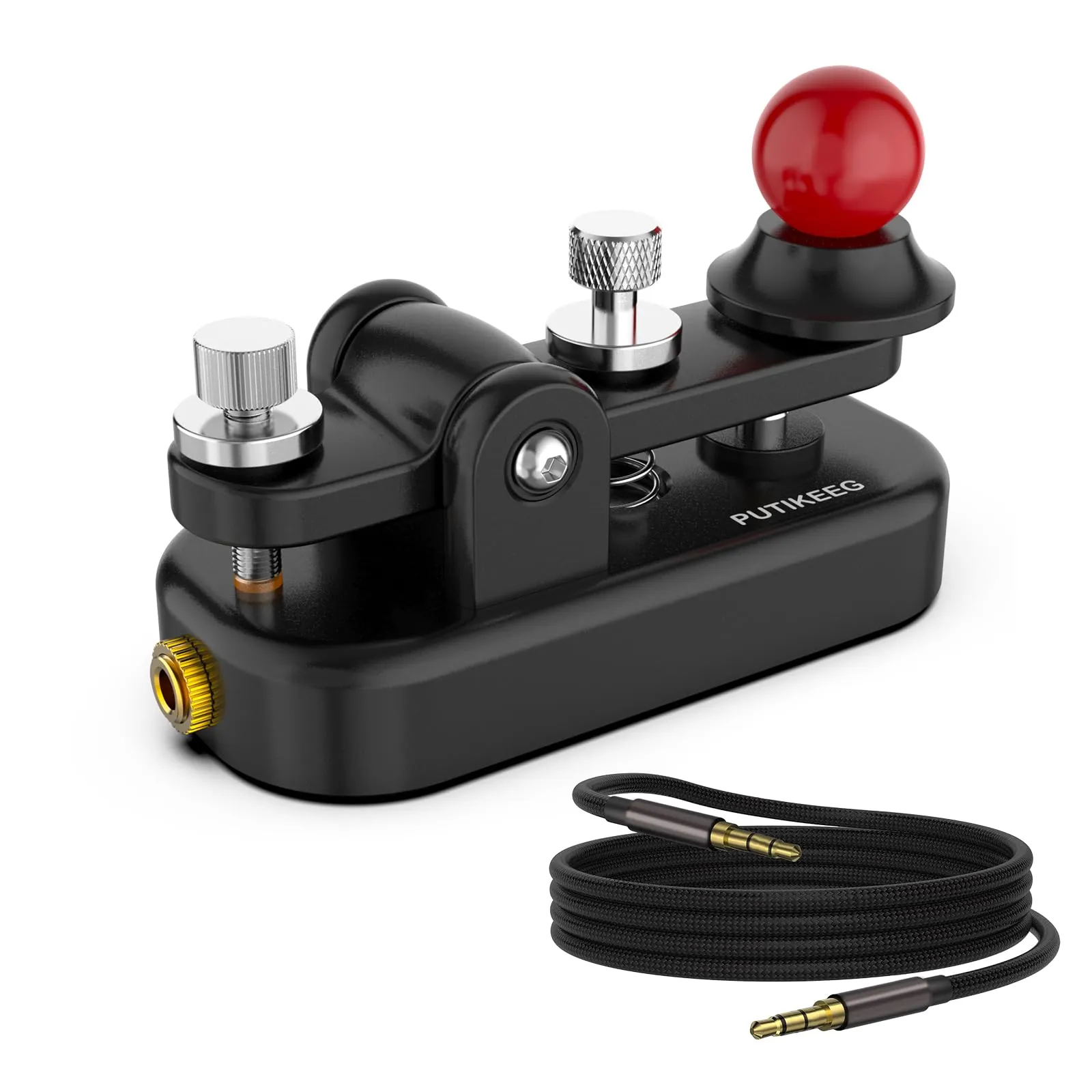 Mini Morse Radio Chiave CW HAM Invia Telegramma Chiave Morse Singola Pala con Corpo in Lega di Alluminio Nero Base (S) - immagine 1