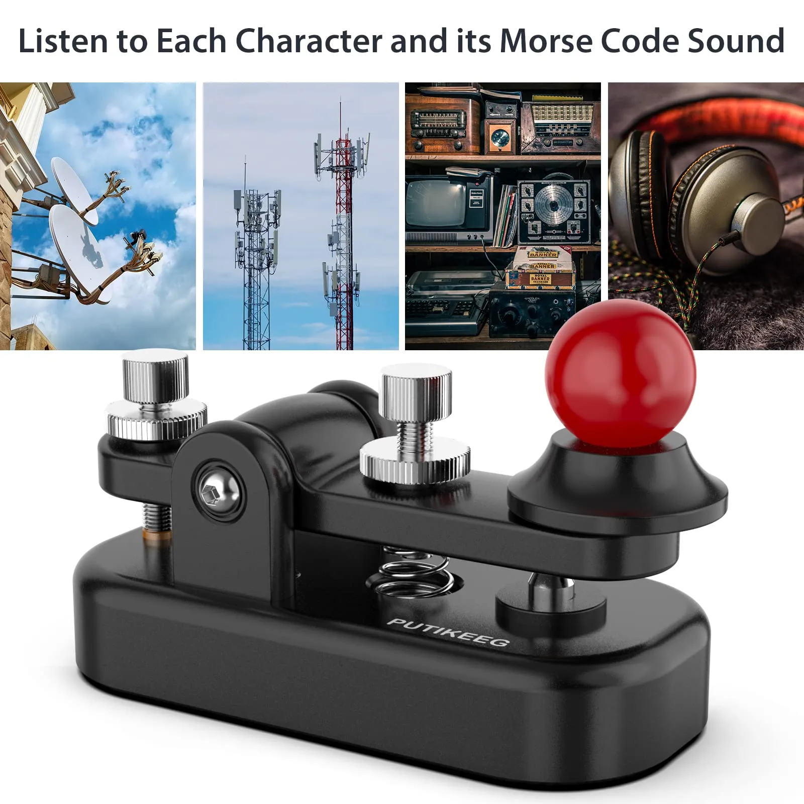 Mini Morse Radio Chiave CW HAM Invia Telegramma Chiave Morse Singola Pala con Corpo in Lega di Alluminio Nero Base (S) - immagine 5