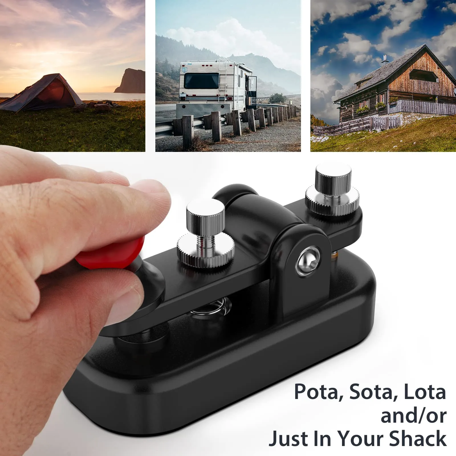 Mini Morse Radio Chiave CW HAM Invia Telegramma Chiave Morse Singola Pala con Corpo in Lega di Alluminio Nero Base (S) - immagine 6