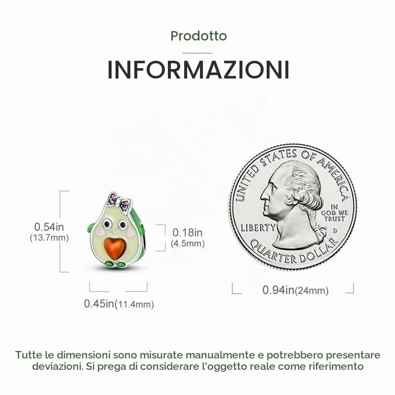 CYCUFF Sterling Silver Charms 925 per Bracciale Europeo, Collane Pendente Perline Gioielli Regalo per Le Donne Amici di Famiglia (perlina Avocado Girl) - immagine 4