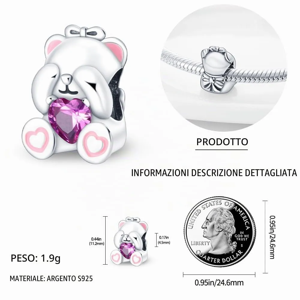 CYCUFF Sterling Silver Charms 925 per Bracciale Europeo, Collane Pendente Perline Gioielli Regalo per Le Donne Amici di Famiglia (perlina serie animali) - immagine 2