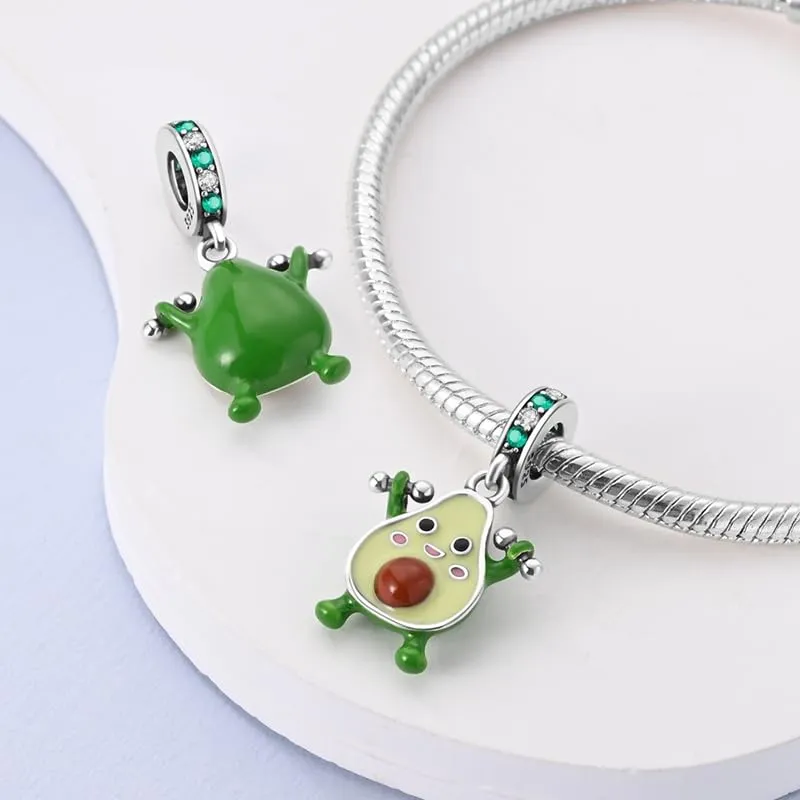 CYCUFF Sterling Silver Charms 925 per Bracciale Europeo, Collane Pendente Perline Gioielli Regalo per Le Donne Amici di Famiglia (Charms Avocado Hantel) - immagine 2