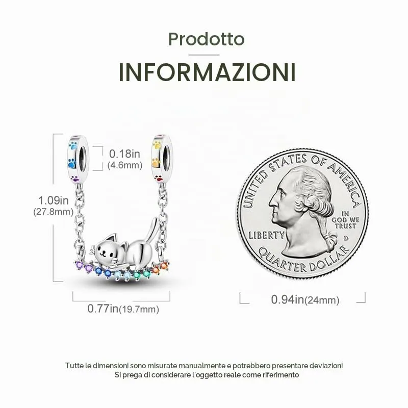 CYCUFF Sterling Silver Charms 925 per Bracciale Europeo, Collane Pendente Perline Gioielli Regalo per Le Donne Amici di Famiglia (Charms gatto arcobaleno) - immagine 3