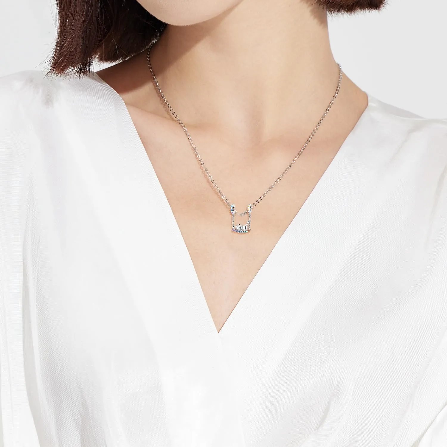 CYCUFF Sterling Silver Charms 925 per Bracciale Europeo, Collane Pendente Perline Gioielli Regalo per Le Donne Amici di Famiglia (Charms gatto arcobaleno) - immagine 5
