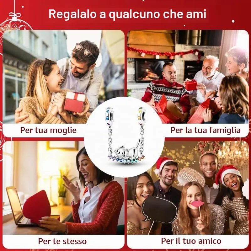 CYCUFF Sterling Silver Charms 925 per Bracciale Europeo, Collane Pendente Perline Gioielli Regalo per Le Donne Amici di Famiglia (Charms gatto arcobaleno) - immagine 6
