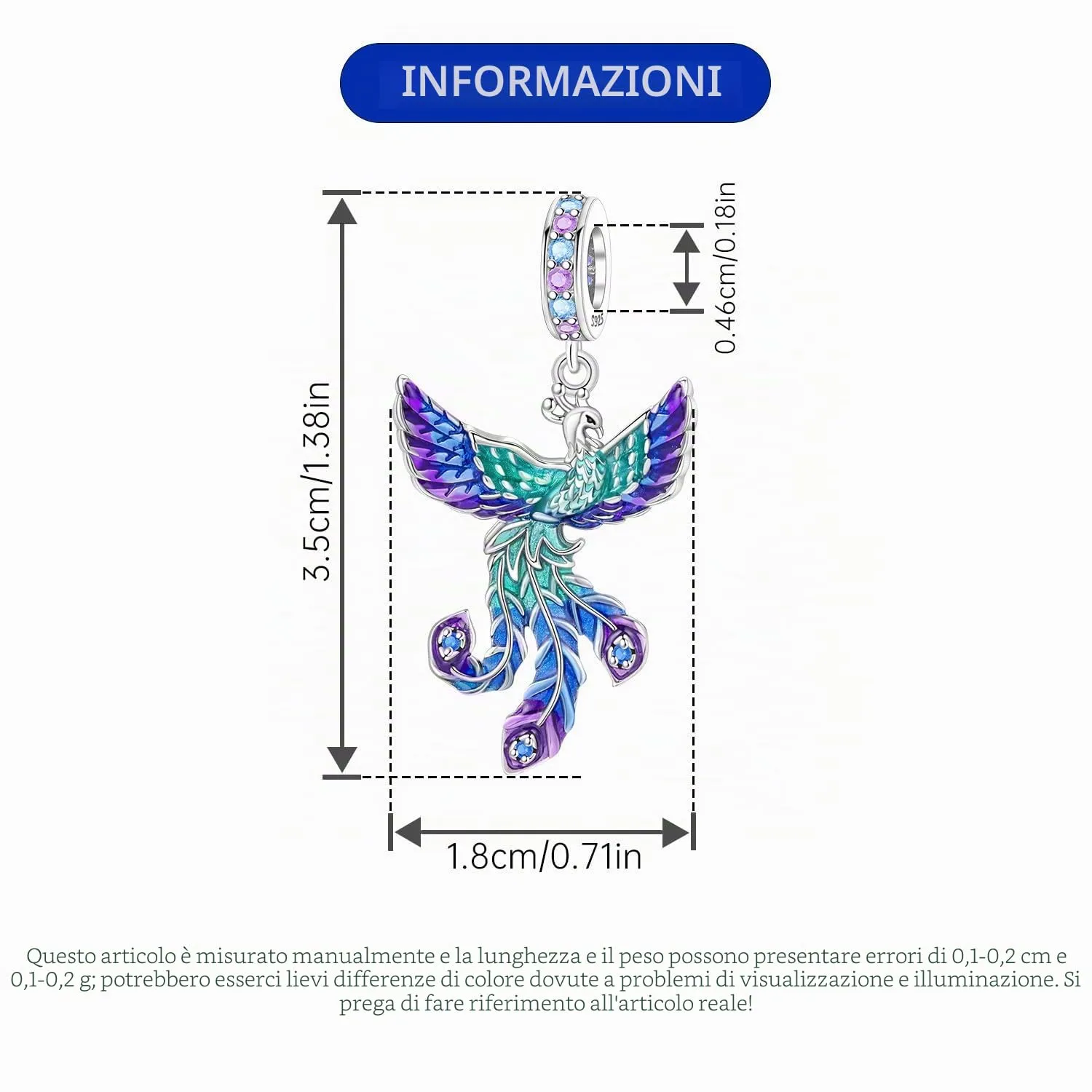 CYCUFF - Charm in argento Sterling 925, adatti per collane con charm, perline per bracciali e gioielli regalo per donne, FASCINO, Argento sterling - immagine 4