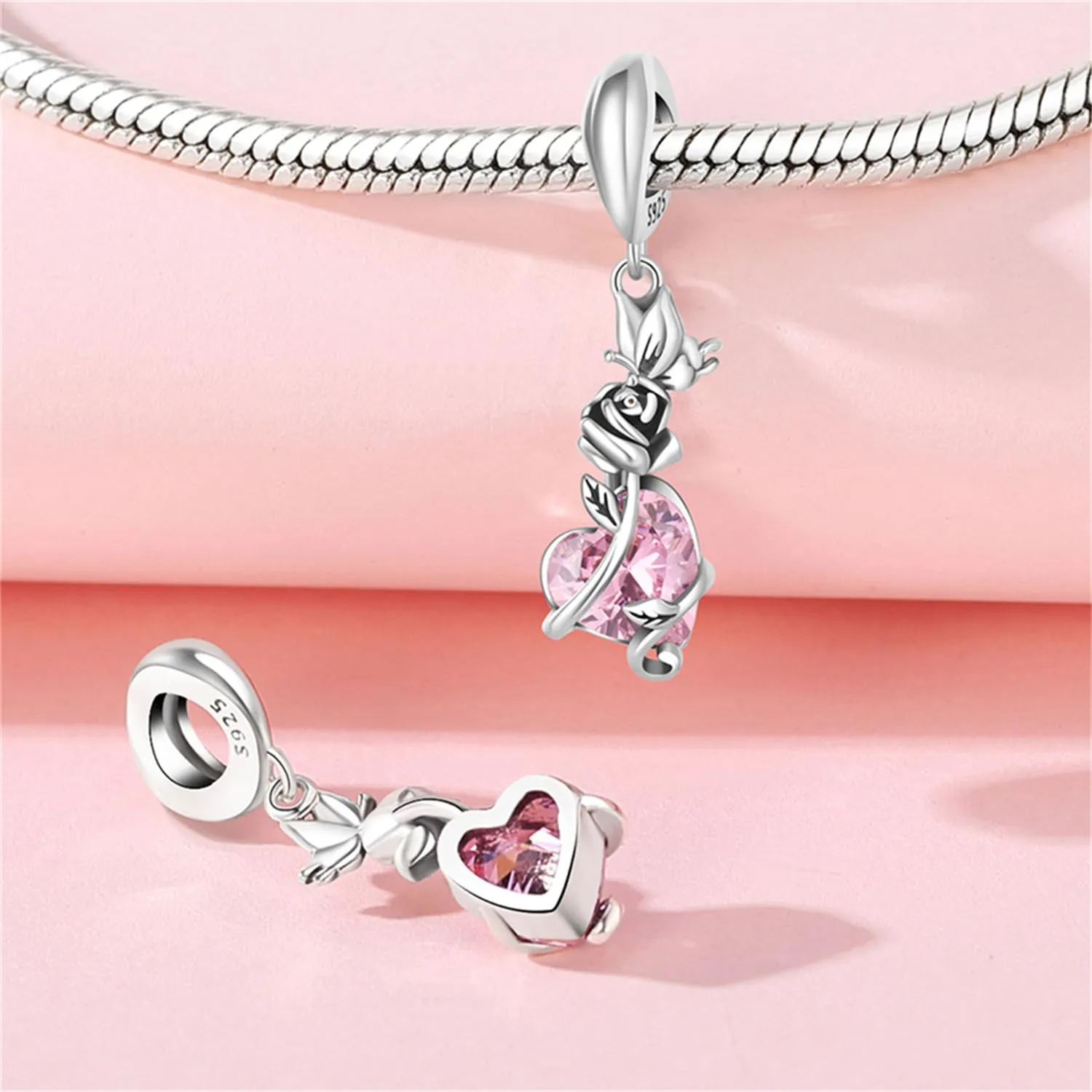 CYCUFF - Charm in argento Sterling 925, adatti per collane con charm, perline per bracciali e gioielli regalo per donne, FASCINO, Argento sterling - immagine 2